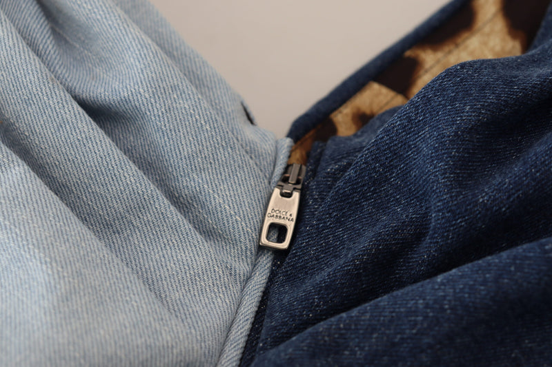 Robe Mini en Jean Patchwork Bleu Bicolore Dolce & Gabbana