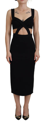 Robe Midi Bodycon Noir en Viscose Dolce & Gabbana