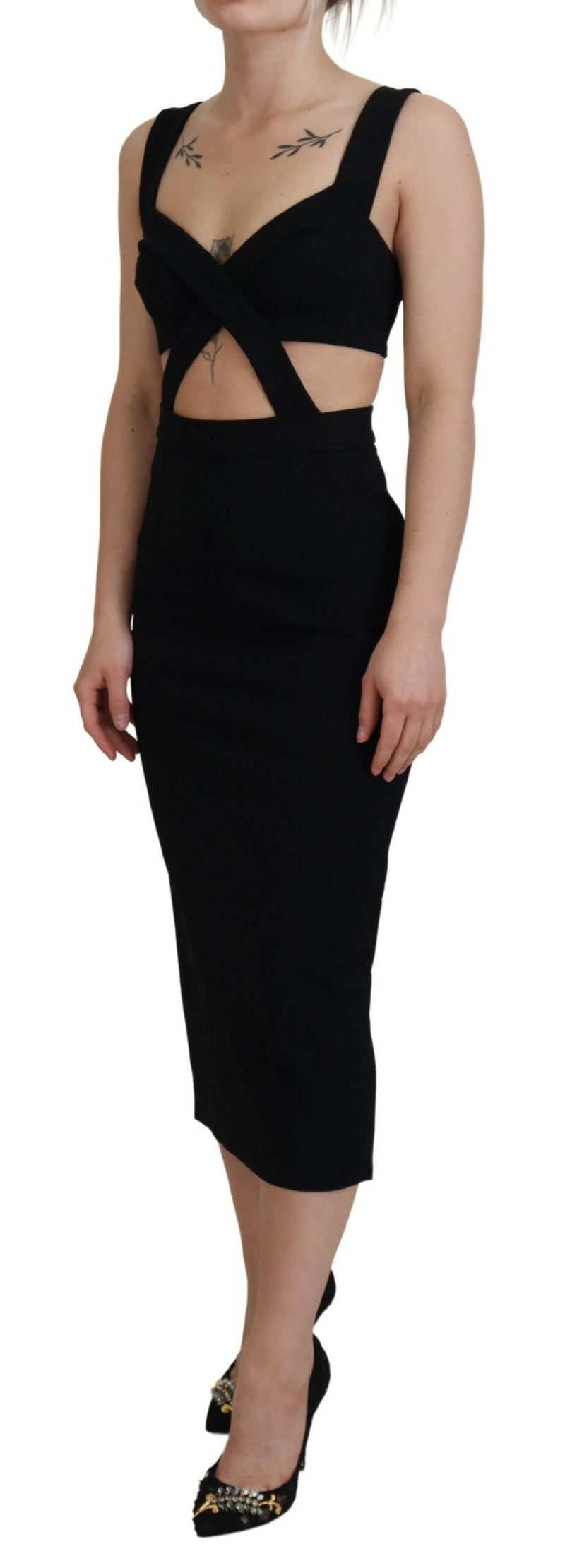 Robe Midi Bodycon Noir en Viscose Dolce & Gabbana