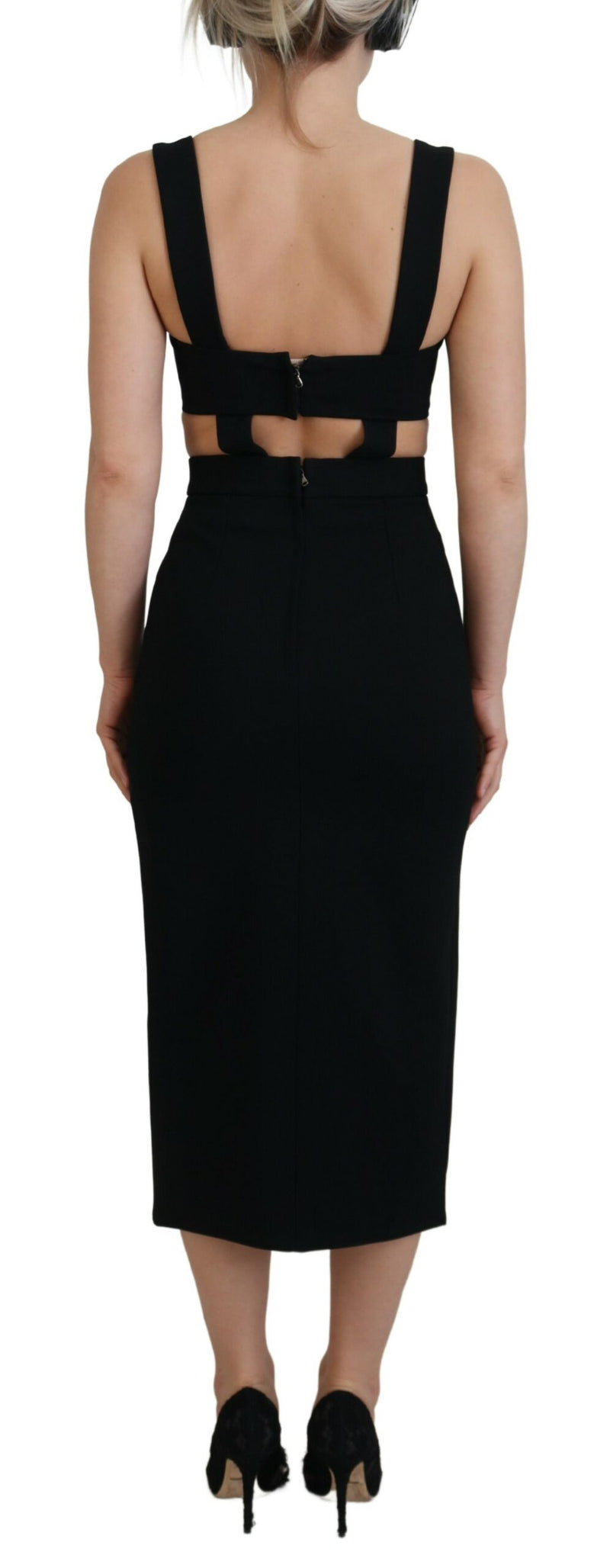 Robe Midi Bodycon Noir en Viscose Dolce & Gabbana