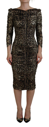 Robe Midi Bodycon Léopard Multicolore Dolce & Gabbana