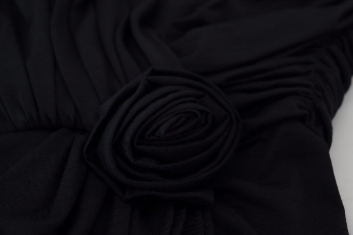 Dolce & Gabbana Robe Fourreau Noire à Épaule Dénudée en Laine
