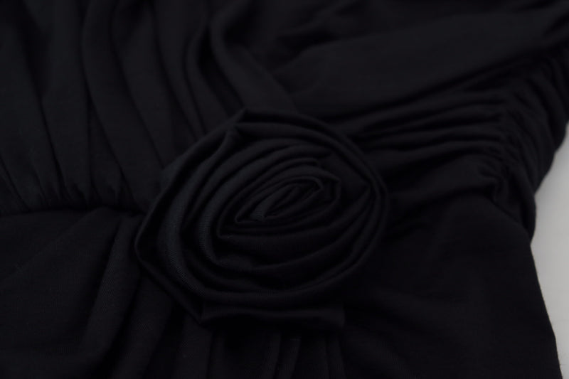 Dolce & Gabbana Robe Fourreau Noire à Épaule Dénudée en Laine
