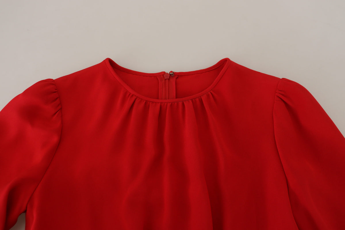 Robe A-line en Soie Rouge Dolce & Gabbana - Élégance Italienne