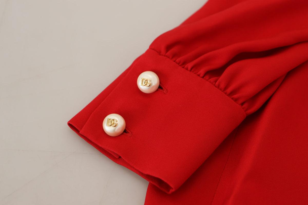 Robe A-line en Soie Rouge Dolce & Gabbana - Élégance Italienne