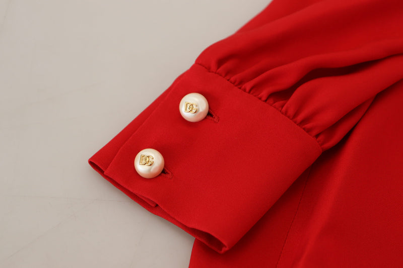 Robe A-line en Soie Rouge Dolce & Gabbana - Élégance Italienne