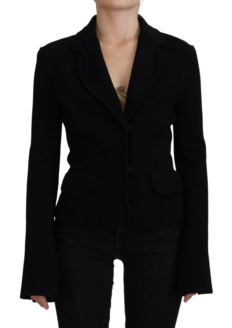 Dolce & Gabbana Veste Blazer Cardigan Noir à Boutons en Viscose