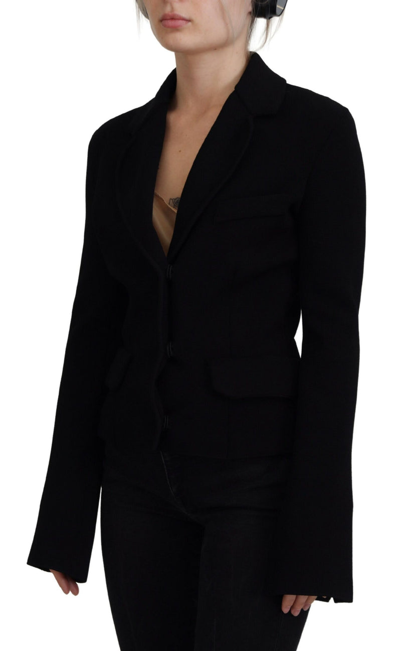 Dolce & Gabbana Veste Blazer Cardigan Noir à Boutons en Viscose