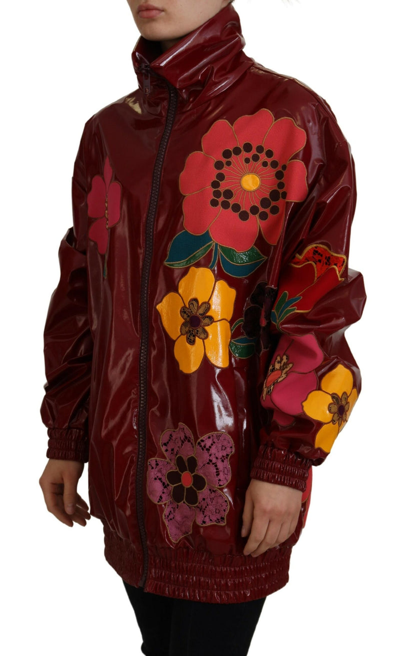 Dolce & Gabbana Veste Zippée Florale Maroon pour Femme