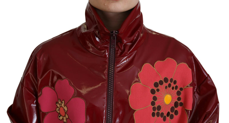 Dolce & Gabbana Veste Zippée Florale Maroon pour Femme