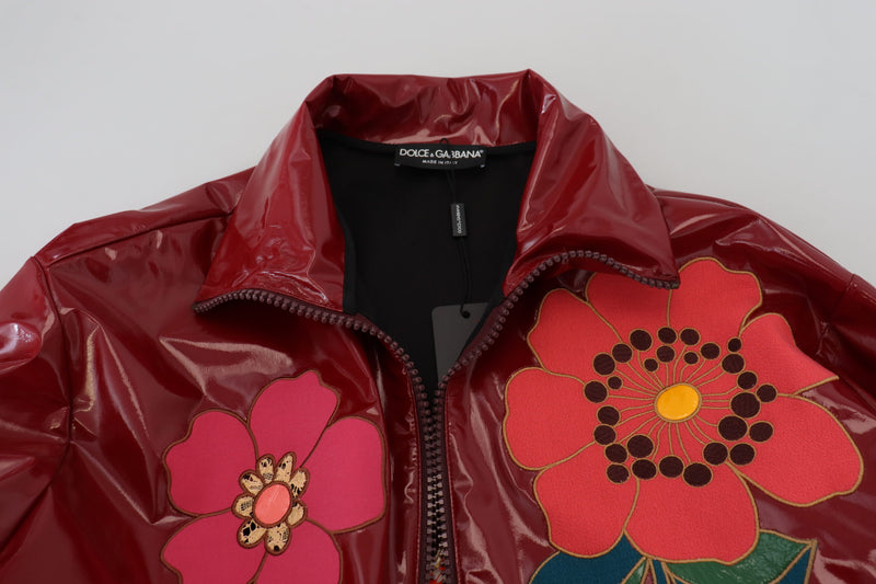 Dolce & Gabbana Veste Zippée Florale Maroon pour Femme