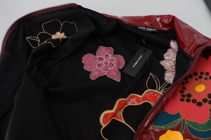 Dolce & Gabbana Veste Zippée Florale Maroon pour Femme