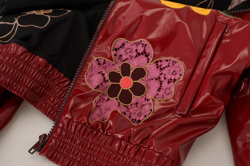 Dolce & Gabbana Veste Zippée Florale Maroon pour Femme