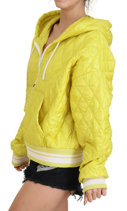 Veste à capuche matelassée en nylon jaune de Dolce & Gabbana