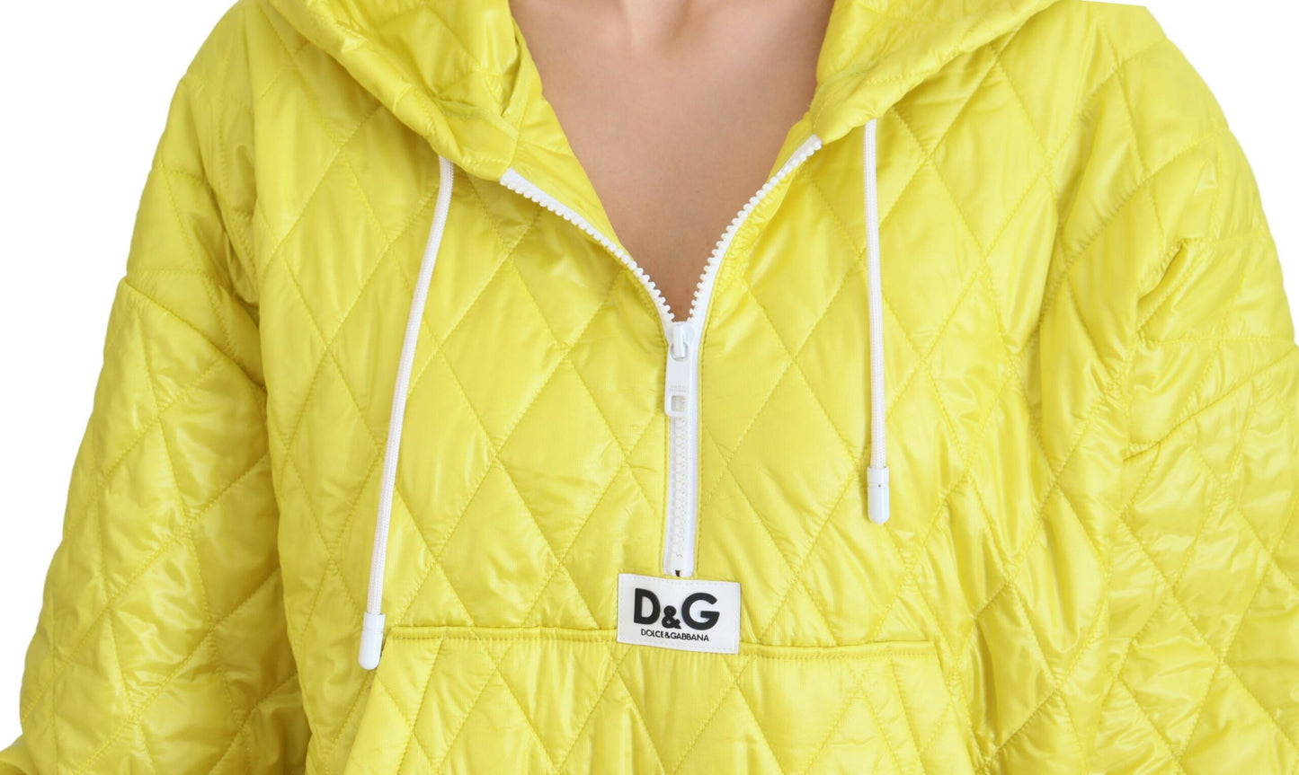 Veste à capuche matelassée en nylon jaune de Dolce & Gabbana