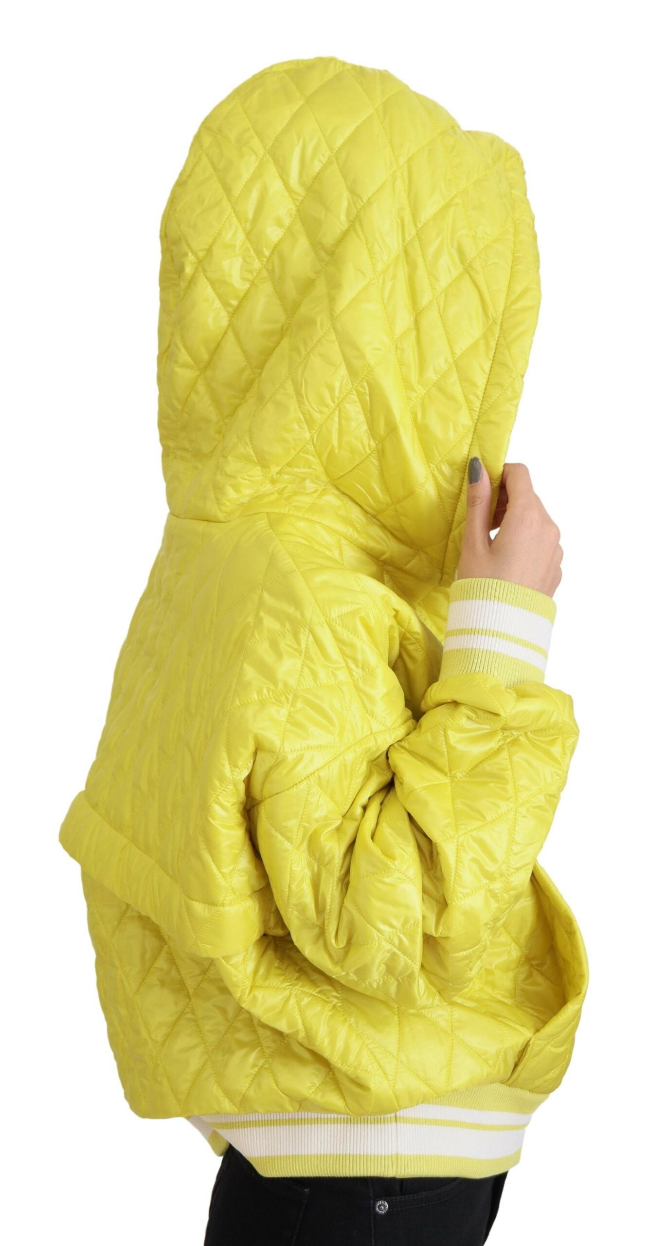 Veste à capuche matelassée en nylon jaune de Dolce & Gabbana