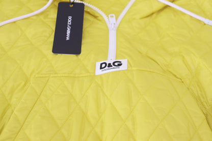 Veste à capuche matelassée en nylon jaune de Dolce & Gabbana