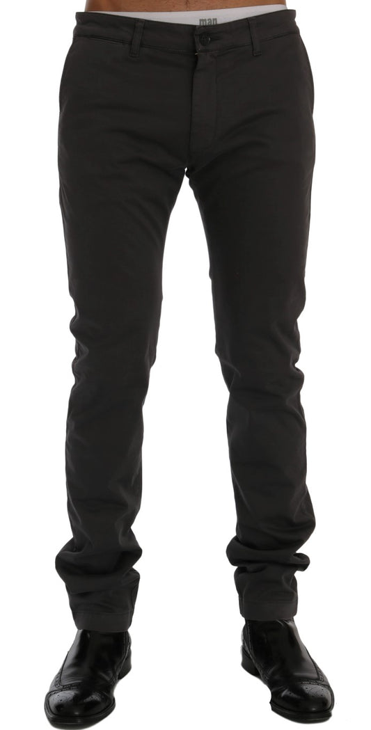 Pantalon chino en coton extensible gris GF Ferre