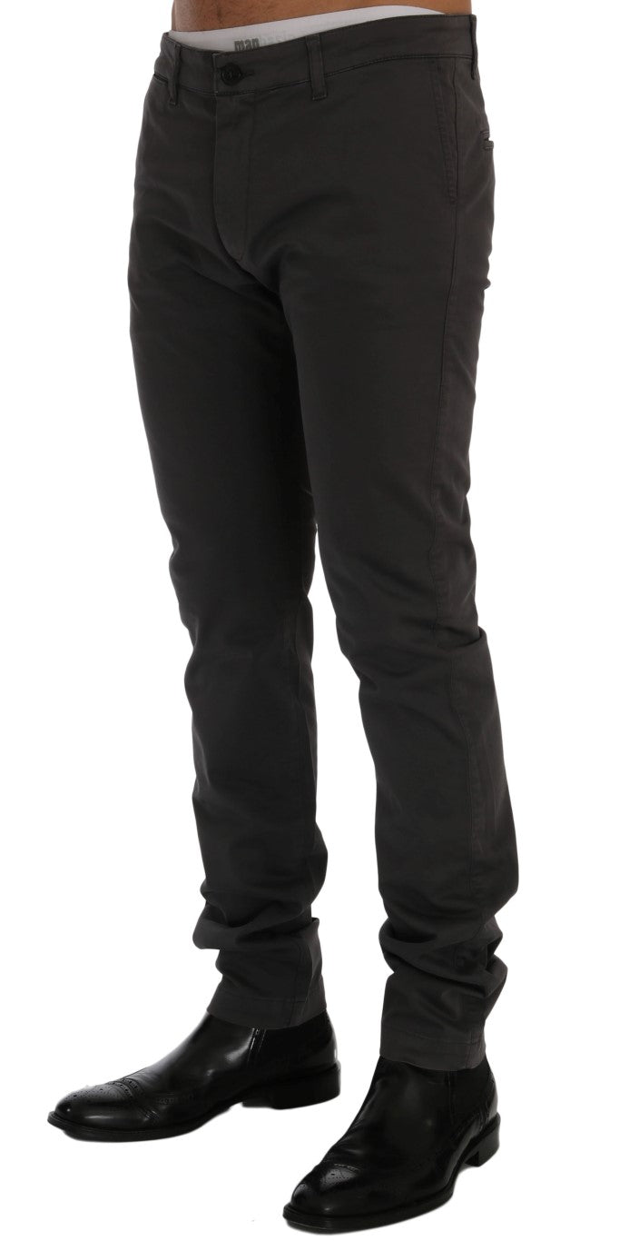 Pantalon chino en coton extensible gris GF Ferre