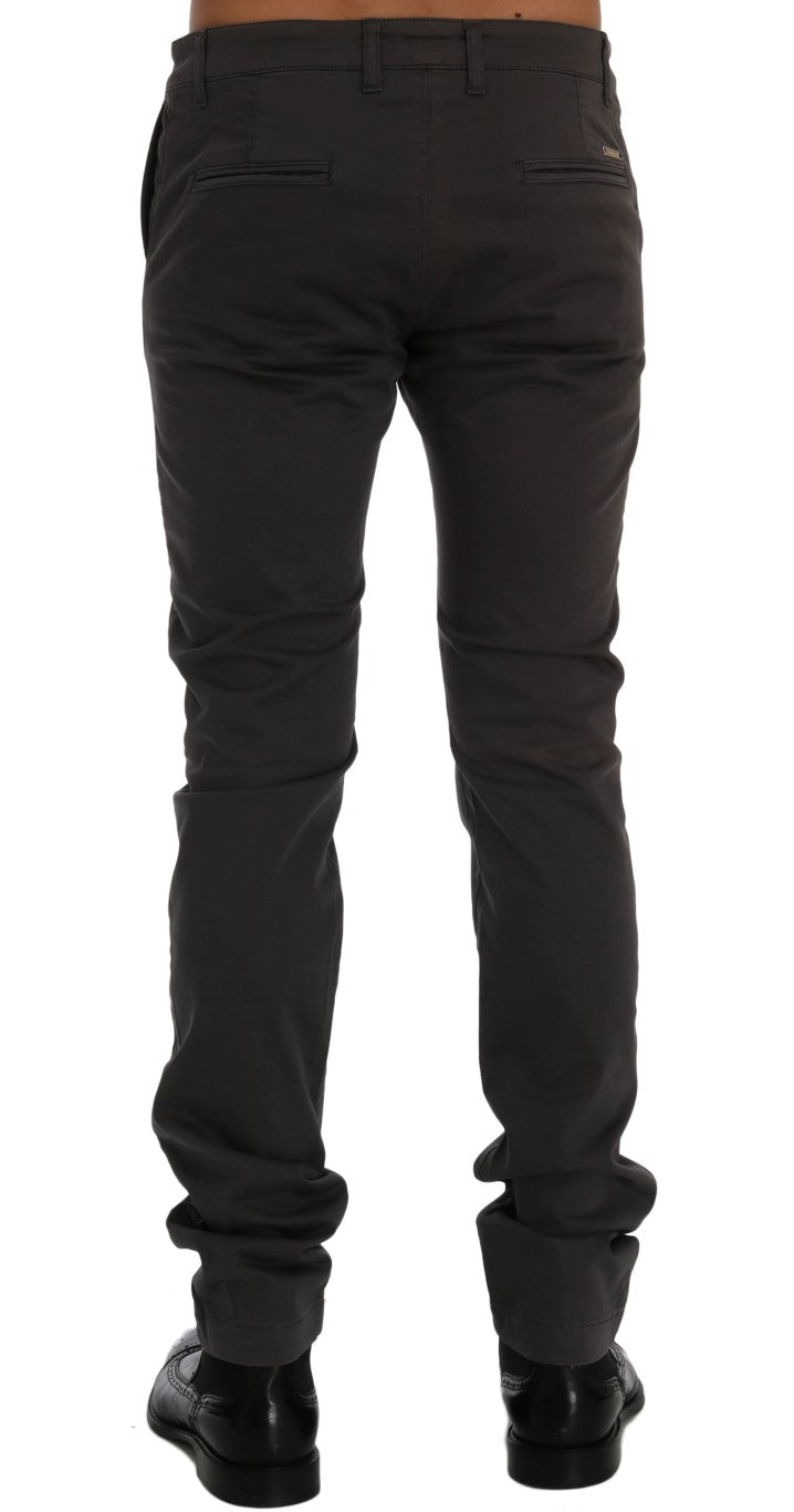 Pantalon chino en coton extensible gris GF Ferre