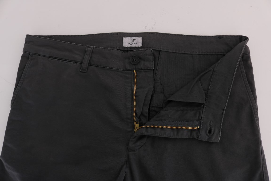 Pantalon chino en coton extensible gris GF Ferre