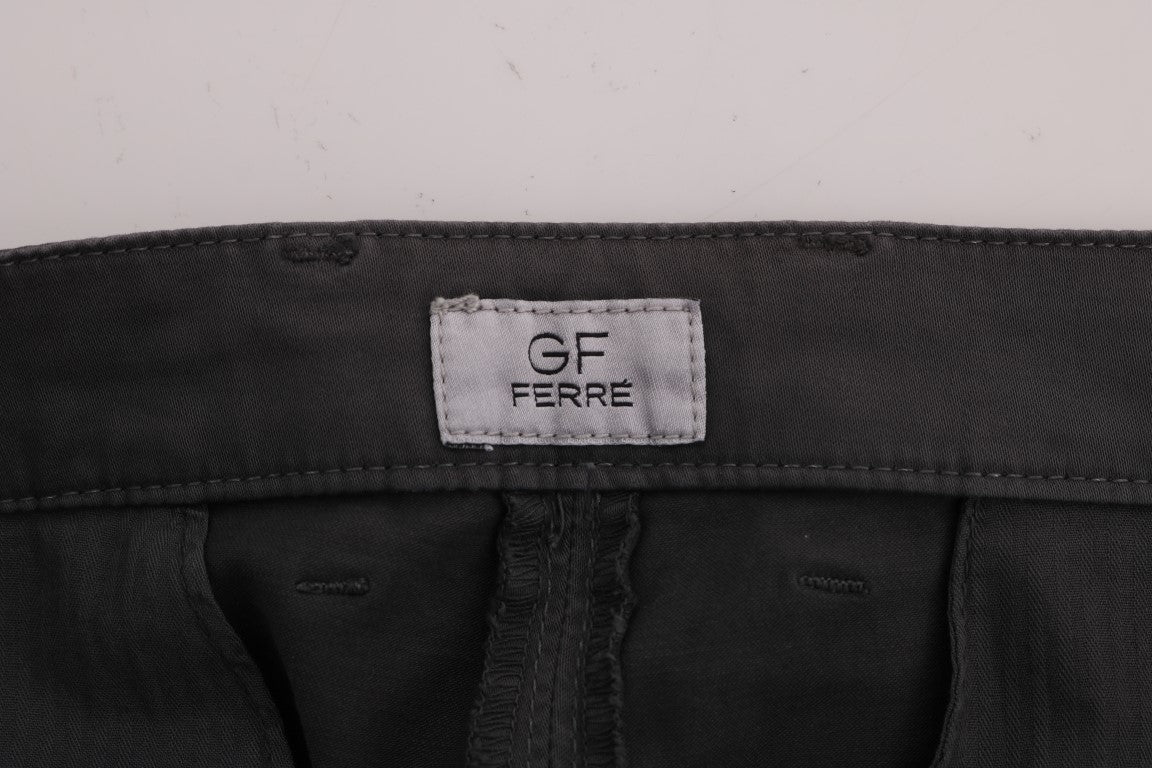 Pantalon chino en coton extensible gris GF Ferre