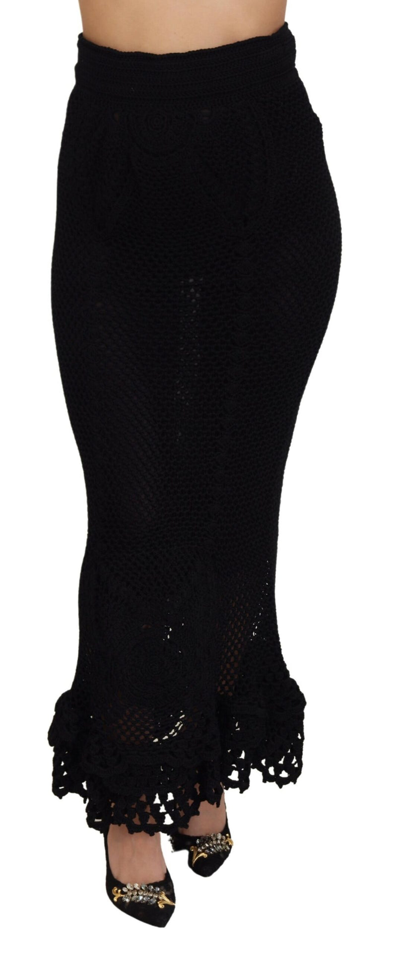 Dolce & Gabbana Jupe Sirène Haute Taille en Coton Noir