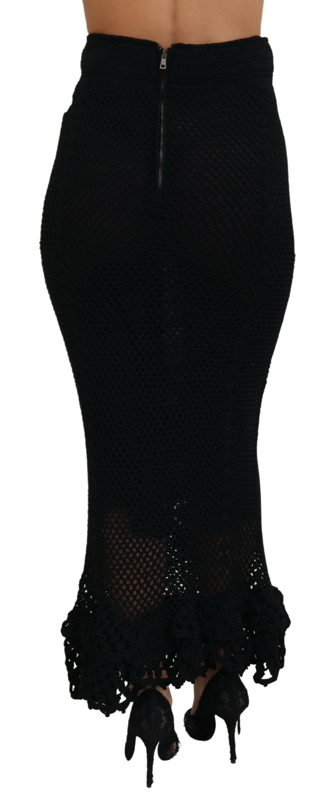 Dolce & Gabbana Jupe Sirène Haute Taille en Coton Noir