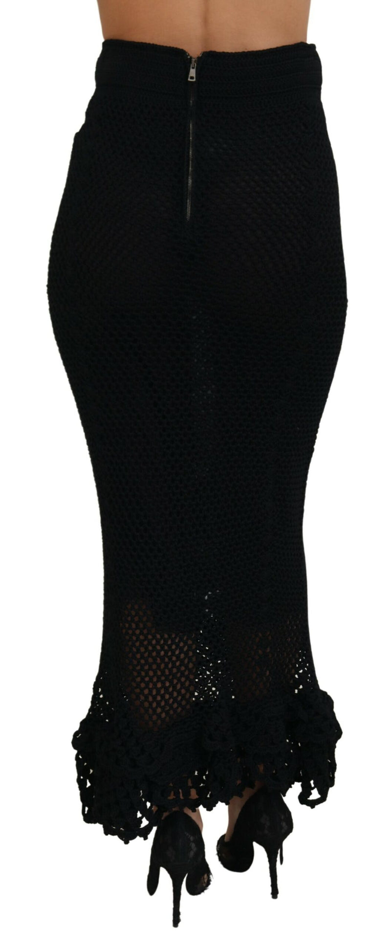 Dolce & Gabbana Jupe Sirène Haute Taille en Coton Noir