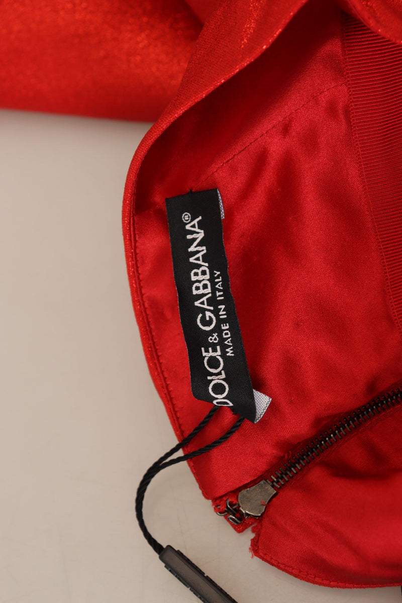 Dolce & Gabbana Jupe Mini Haute Taille Métallique Rouge