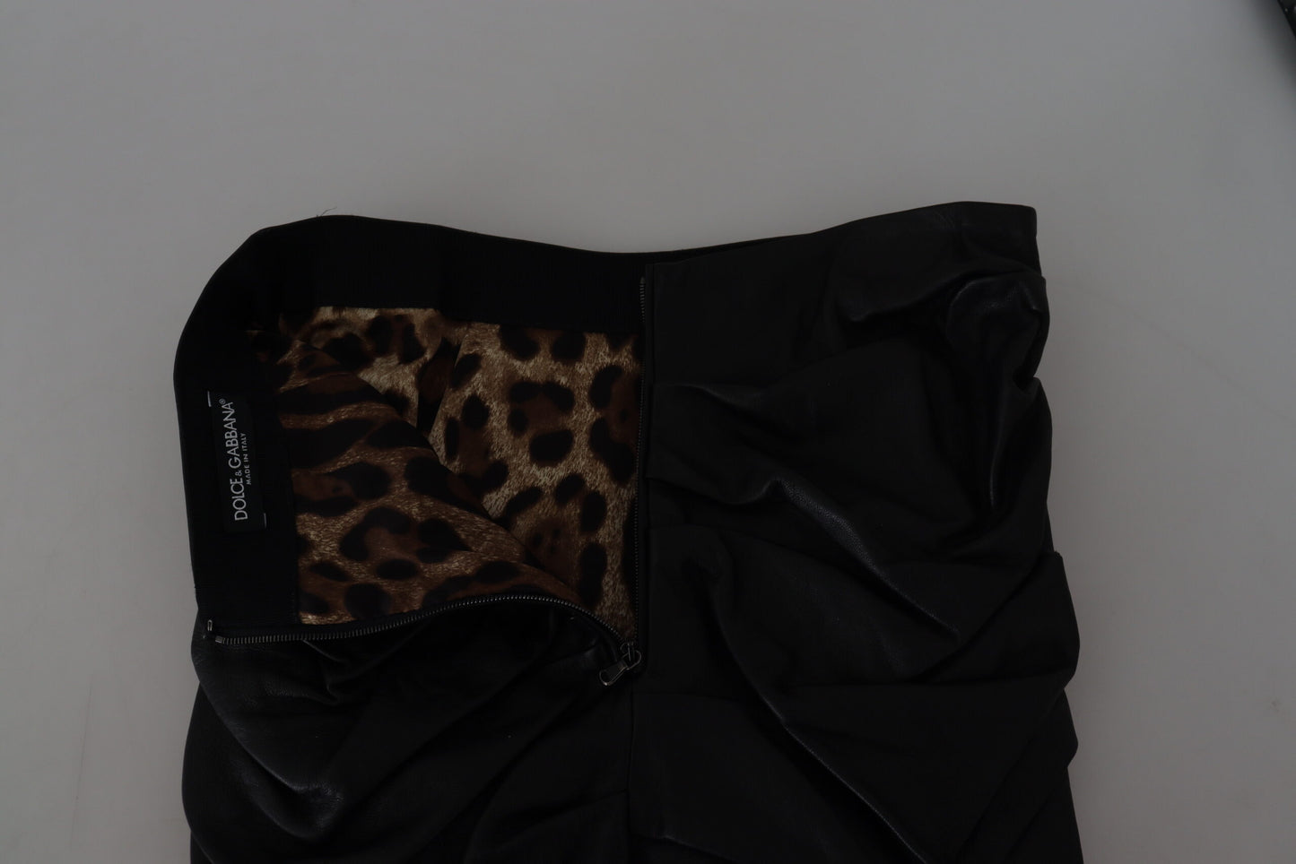 Dolce & Gabbana A-lijn minirok van zwart lammerenleer