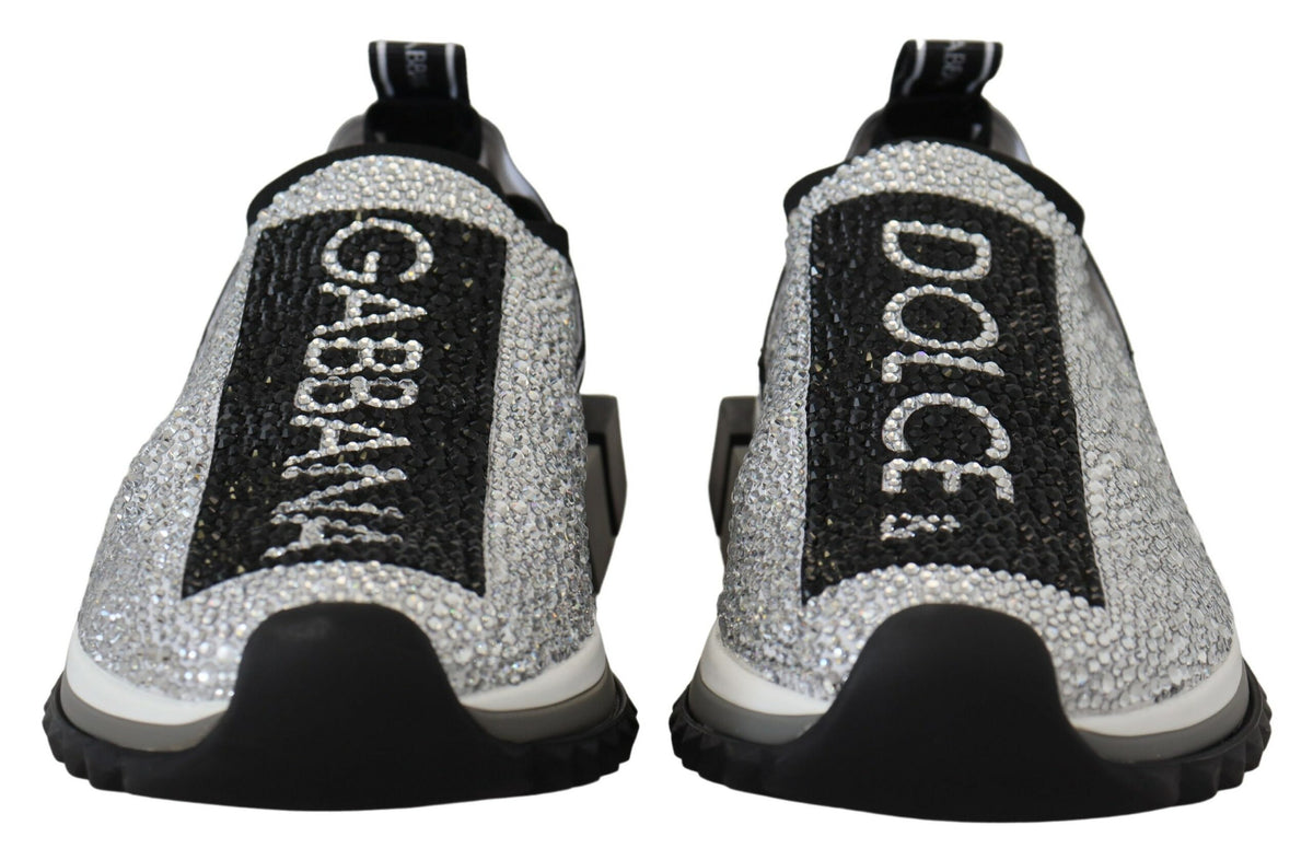 Dolce & Gabbana Sorrento Sneakers avec Strass Argentés