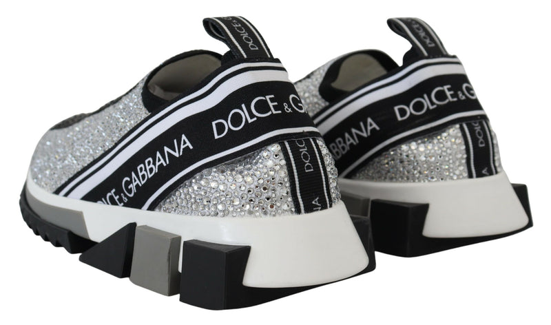Dolce & Gabbana Sorrento Sneakers avec Strass Argentés
