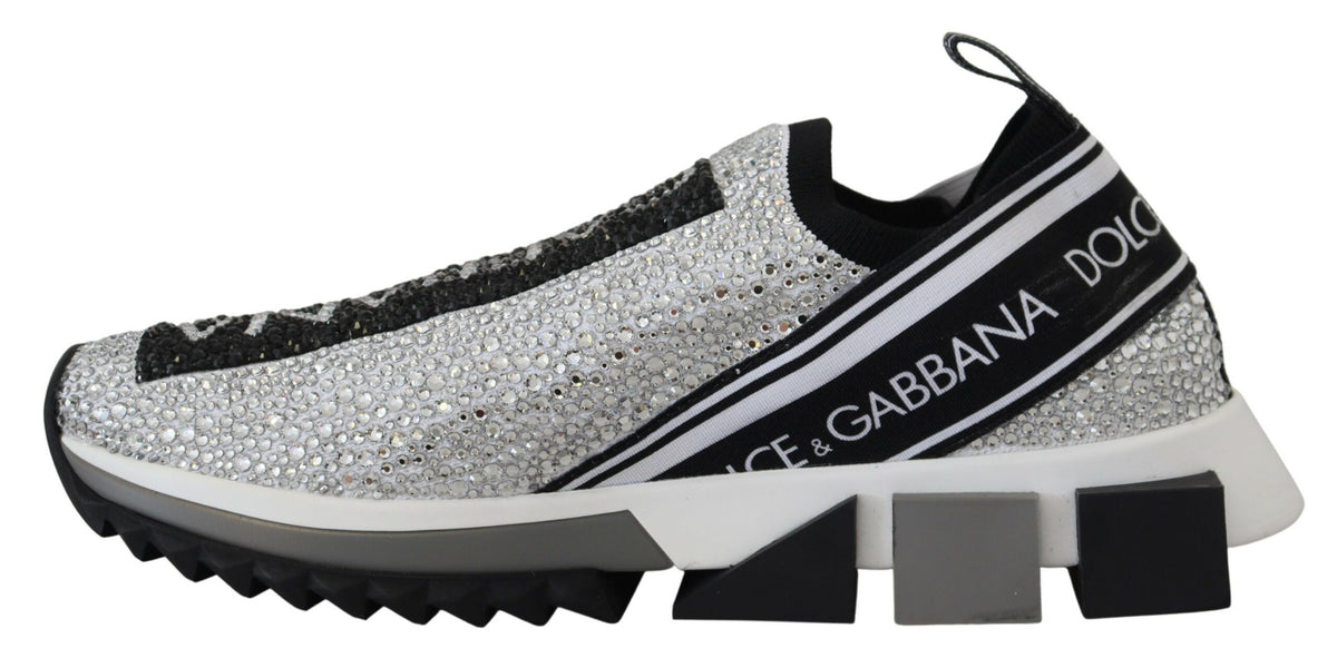 Dolce & Gabbana Sorrento Sneakers avec Strass Argentés