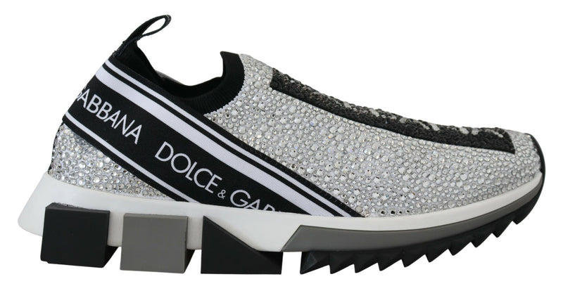 Dolce & Gabbana Sorrento Sneakers avec Strass Argentés