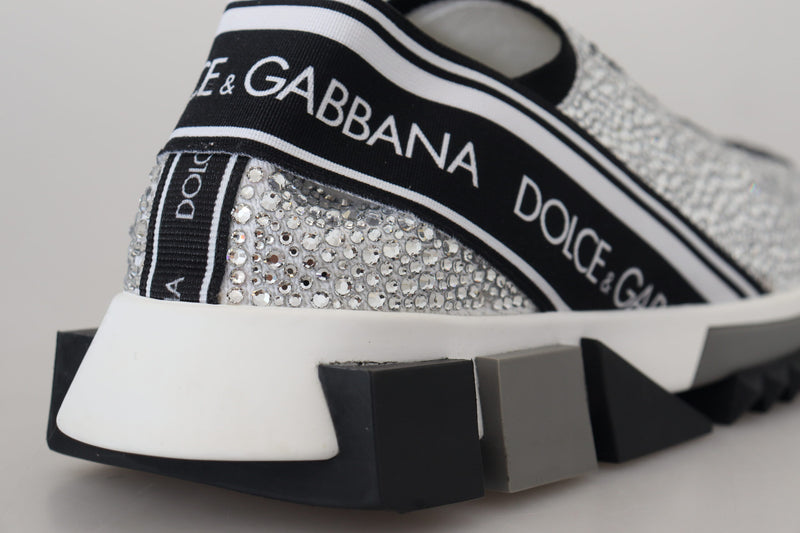 Dolce & Gabbana Sorrento Sneakers avec Strass Argentés