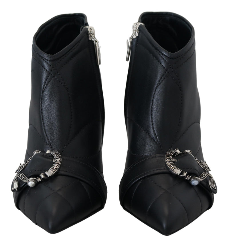 Dolce & Gabbana Black Devotion Quilted Buckled Ankle Boots
