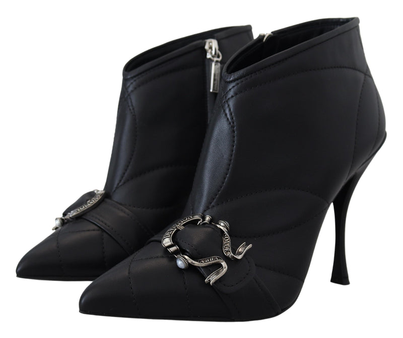 Dolce & Gabbana Black Devotion Quilted Buckled Ankle Boots