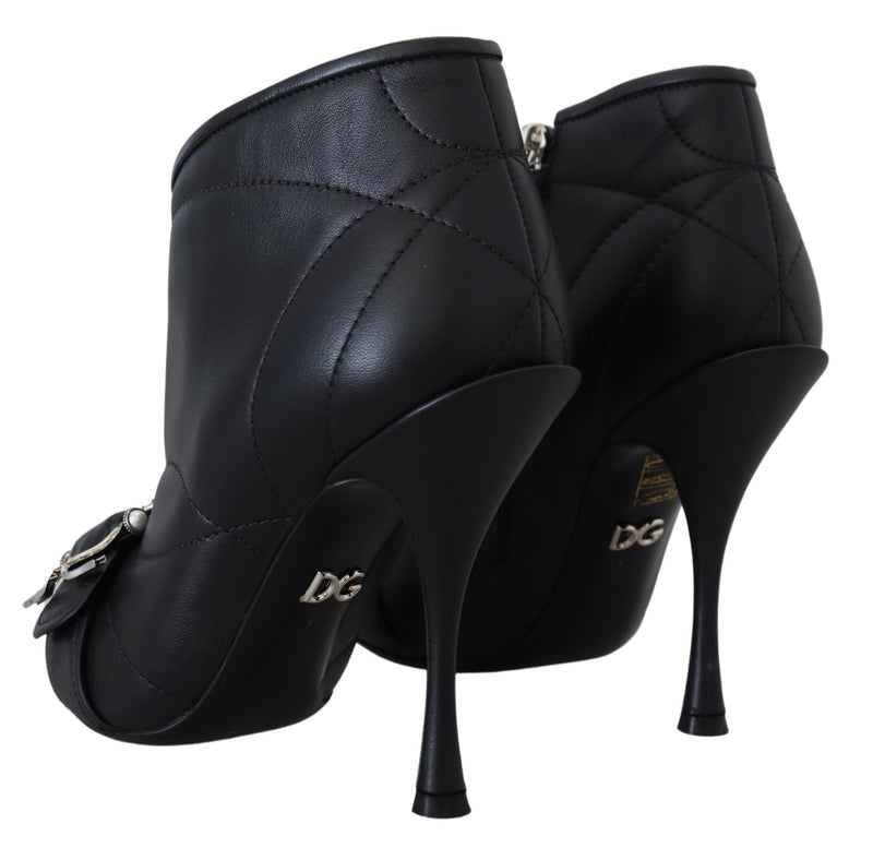Dolce & Gabbana Black Devotion Quilted Buckled Ankle Boots