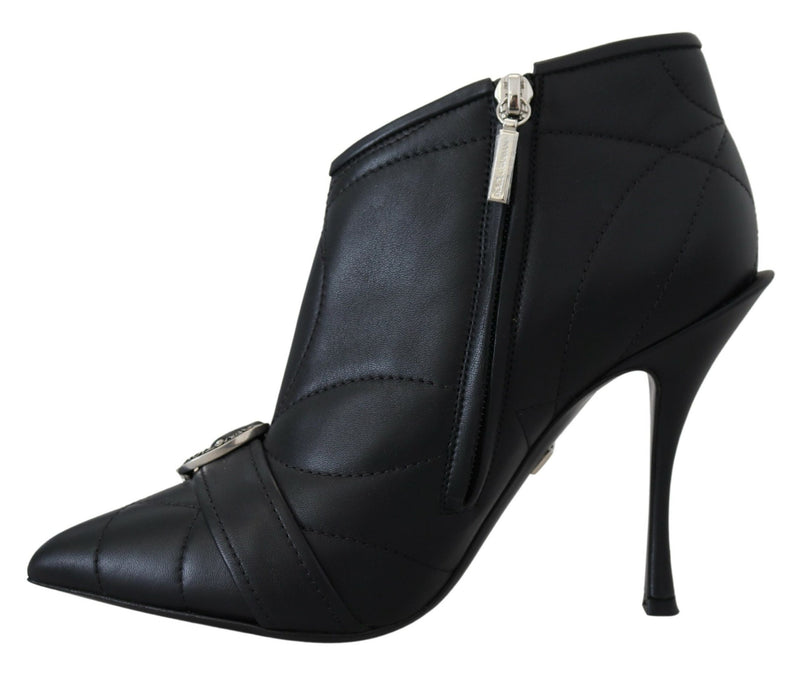 Dolce & Gabbana Black Devotion Quilted Buckled Ankle Boots
