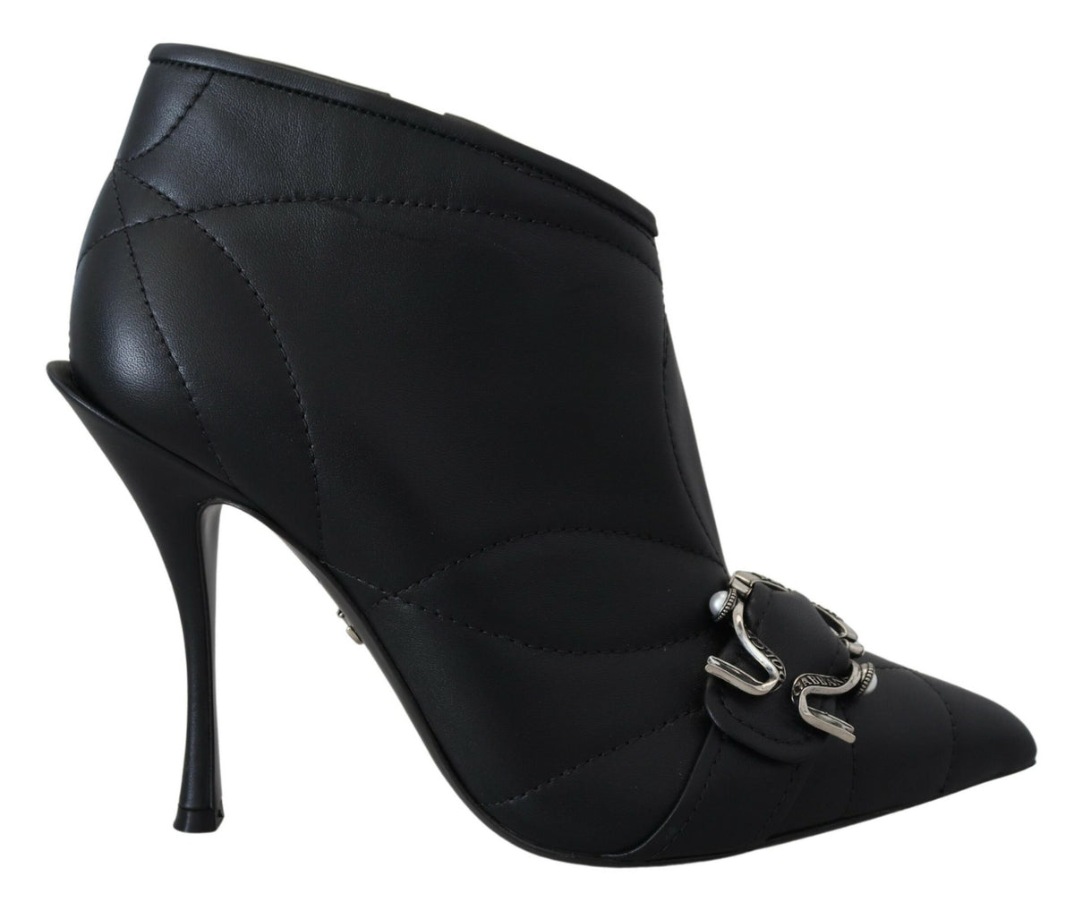 Dolce & Gabbana Black Devotion Quilted Buckled Ankle Boots