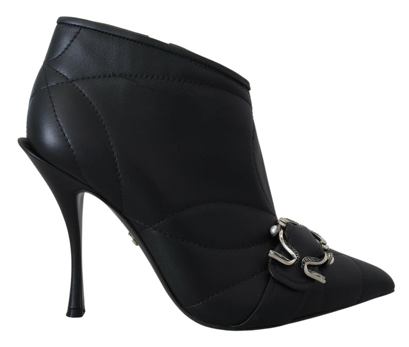 Dolce & Gabbana Black Devotion Quilted Buckled Ankle Boots