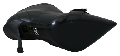 Bottines noires à lacets et à boucle en cuir capitonné Dolce & Gabbana