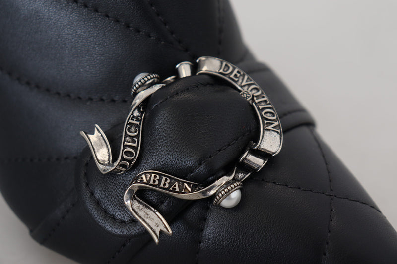Dolce & Gabbana Black Devotion Quilted Buckled Ankle Boots