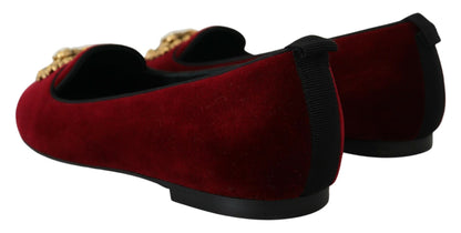 Dolce & Gabbana Bordeaux fluwelen instappers, platte schoenen