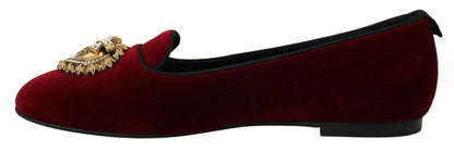 Dolce & Gabbana Bordeaux fluwelen instappers, platte schoenen