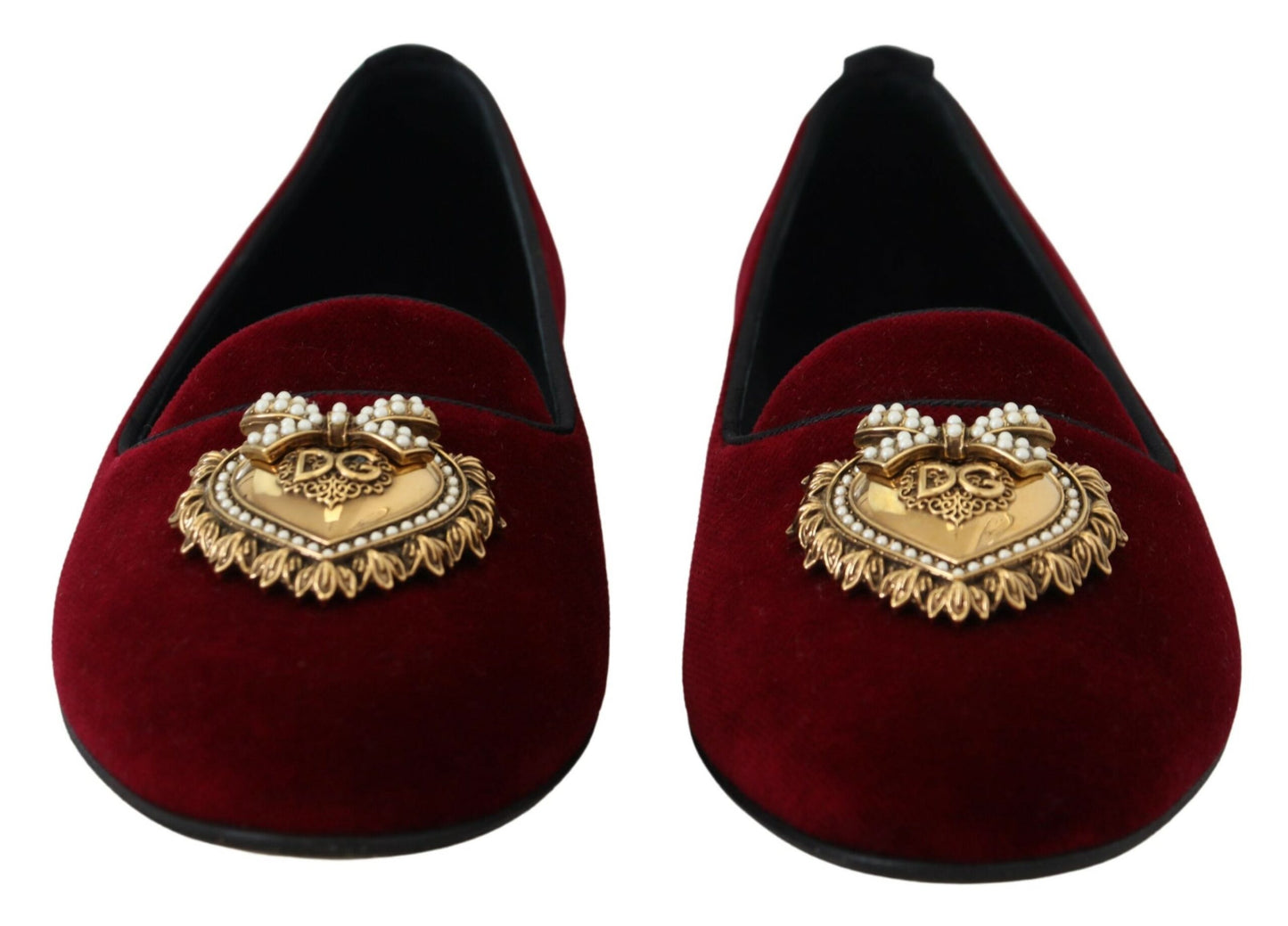 Dolce & Gabbana Bordeaux fluwelen instappers, platte schoenen