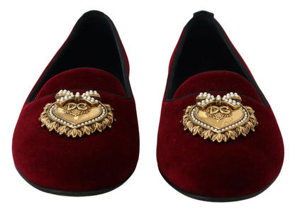 Dolce & Gabbana Bordeaux fluwelen instappers, platte schoenen