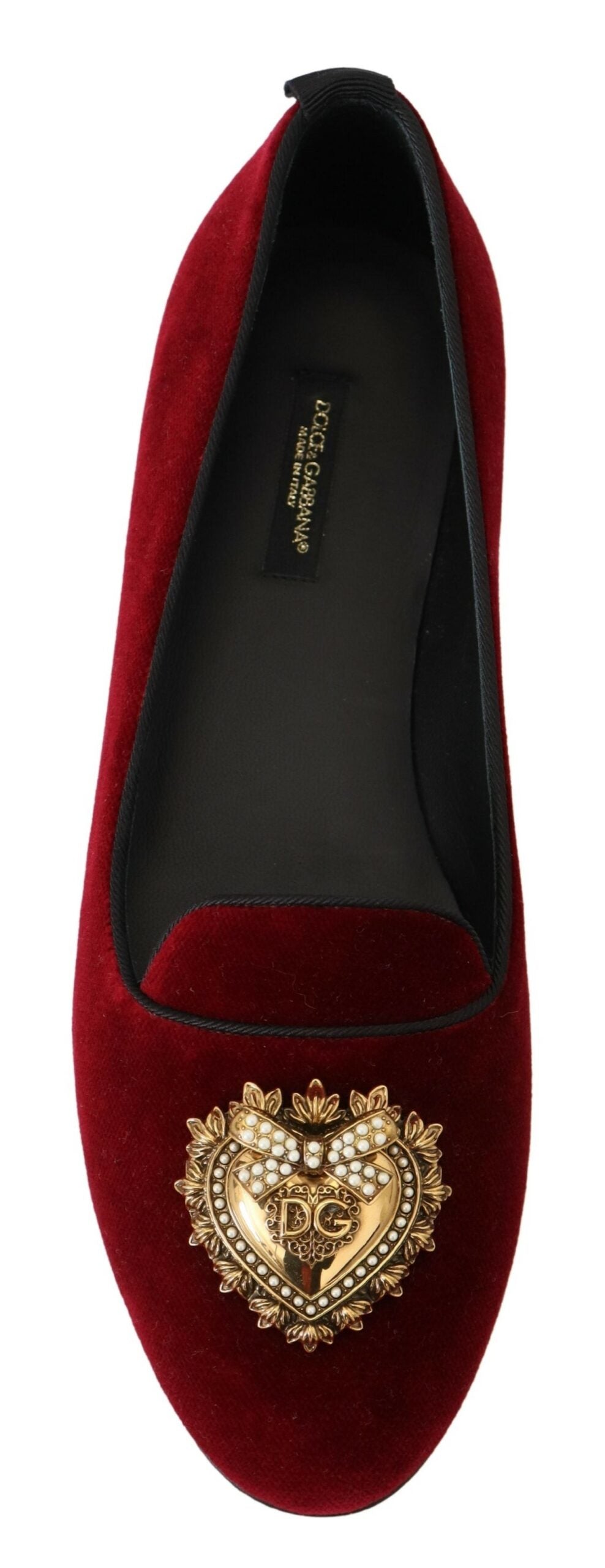 Dolce & Gabbana Bordeaux fluwelen instappers, platte schoenen