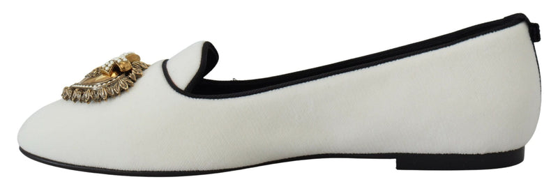 Dolce & Gabbana White Velvet Slip-On Loafers - Luxurious Comfort